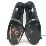 Stuart Weitzman Gigiritz Ruffle Pumps Black Satin Size 8 Open Toe Heels