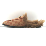 Gucci Princetown GG Canvas & Lamb Fur Mules Ruggine Rust/Natural Size 38