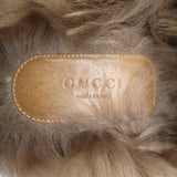 Gucci Princetown GG Canvas & Lamb Fur Mules Ruggine Rust/Natural Size 38