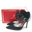 Rene Caovilla Crystal-Embellished Ankle Tie d'Orsay Pumps Black Satin Size 37.5
