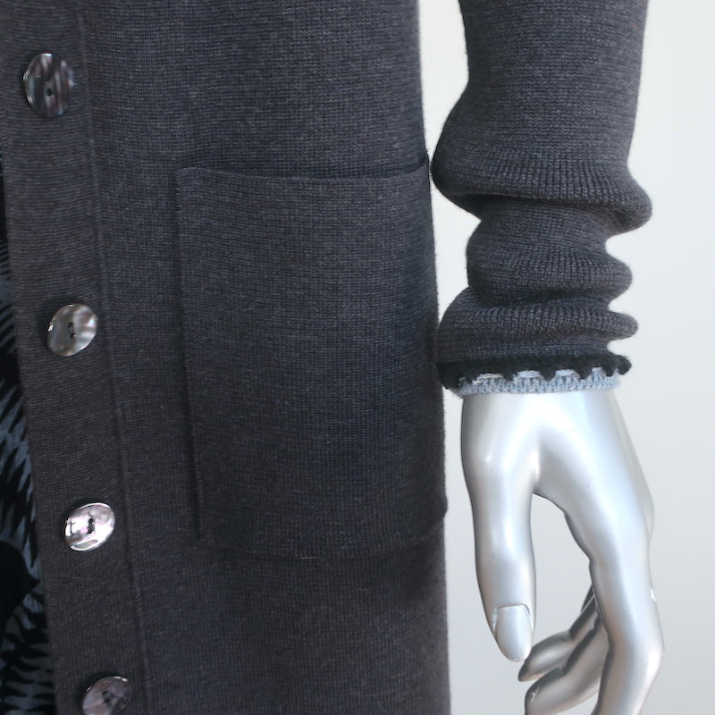 Jean Paul Gaultier Maille Femme Draped Cardigan Dress Charcoal Knit Size Medium