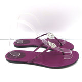 Gucci Crystal GG Flat Thong Sandals Purple Snakeskin Size 8