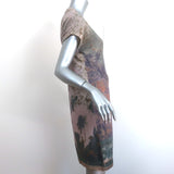 Etro Sweater Dress Purple/Gray Printed Knit Size 44 Short Sleeve Button Front