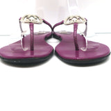Gucci Crystal GG Flat Thong Sandals Purple Snakeskin Size 8