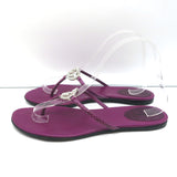 Gucci Crystal GG Flat Thong Sandals Purple Snakeskin Size 8