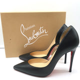 Christian Louboutin Iriza 100 Pumps Black Leather Size 37 Pointed Toe Heels