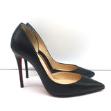 Christian Louboutin Iriza 100 Pumps Black Leather Size 37 Pointed Toe Heels