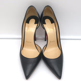 Christian Louboutin Iriza 100 Pumps Black Leather Size 37 Pointed Toe Heels