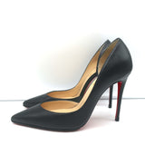 Christian Louboutin Iriza 100 Pumps Black Leather Size 37 Pointed Toe Heels