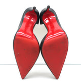 Christian Louboutin Iriza 100 Pumps Black Leather Size 37 Pointed Toe Heels