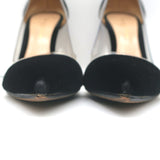 Gianvito Rossi Plexi Velvet and PVC Pumps Black Size 37.5 Pointed Toe Heels