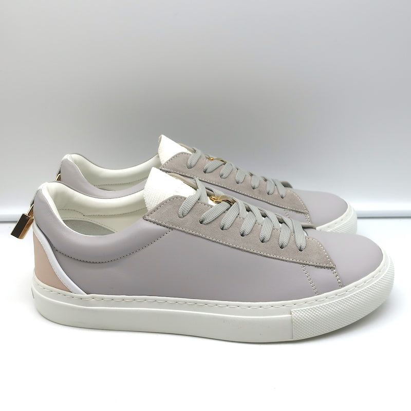 Buscemi Tennis Lock Low Top Sneakers Gray Leather &amp; Suede Size 38.5