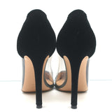 Gianvito Rossi Plexi Velvet and PVC Pumps Black Size 37.5 Pointed Toe Heels