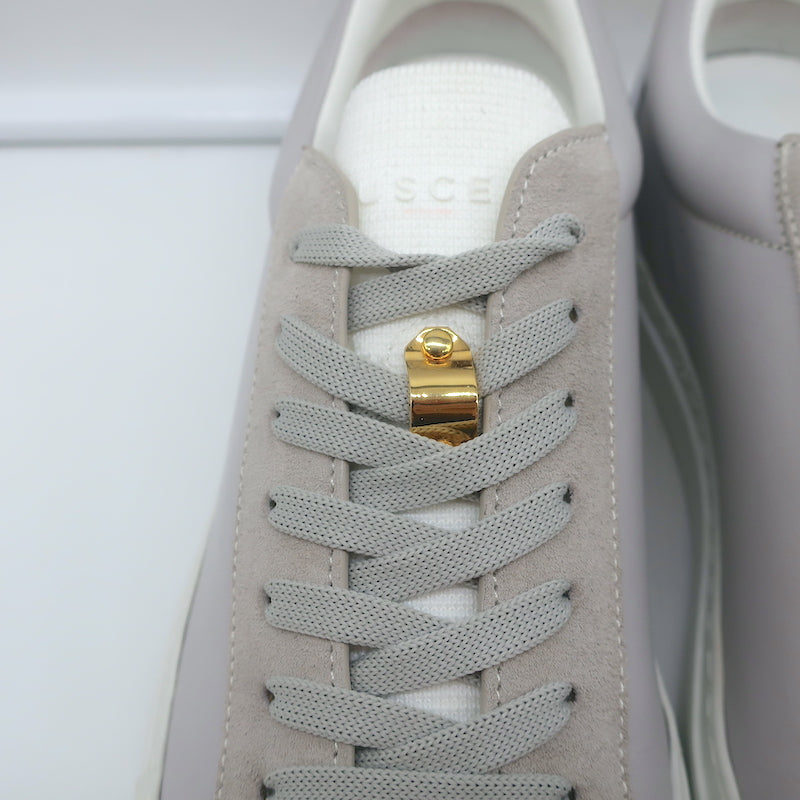 Buscemi Tennis Lock Low Top Sneakers Gray Leather &amp; Suede Size 38.5