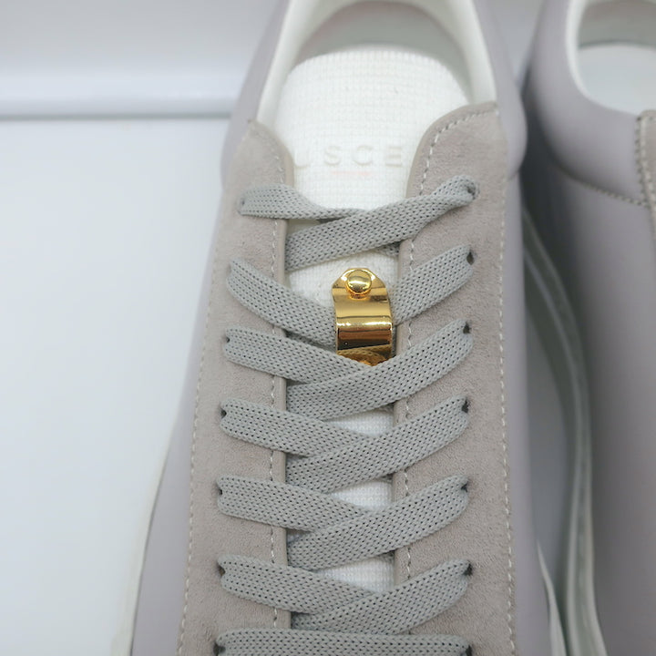 Buscemi Tennis Lock Low Top Sneakers Gray Leather &amp; Suede Size 38.5