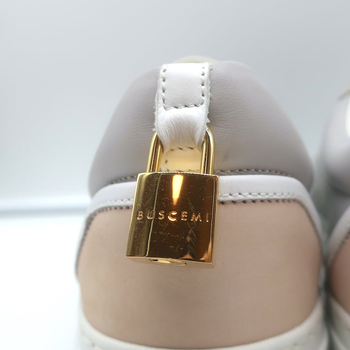 Buscemi Tennis Lock Low Top Sneakers Gray Leather &amp; Suede Size 38.5
