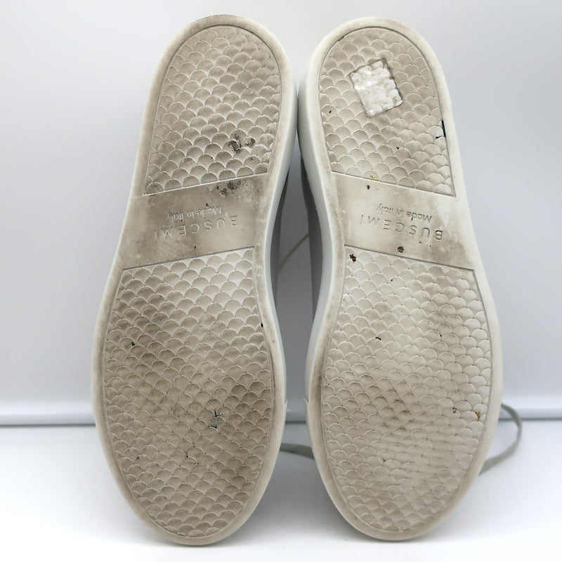 Buscemi Tennis Lock Low Top Sneakers Gray Leather &amp; Suede Size 38.5
