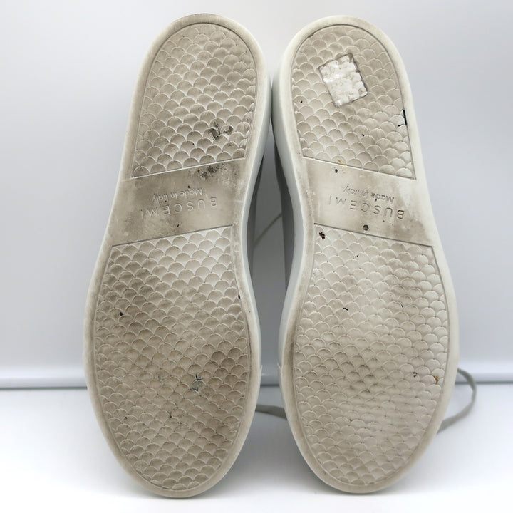 Buscemi Tennis Lock Low Top Sneakers Gray Leather &amp; Suede Size 38.5