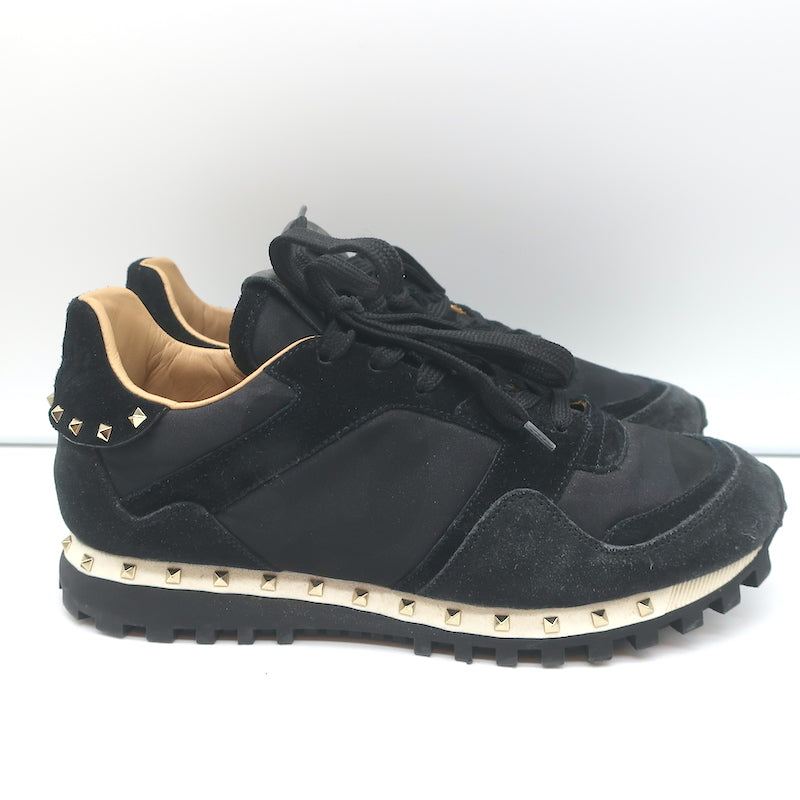 Valentino Soul Rockstud Sneakers Black Camo &amp; Suede Size 39