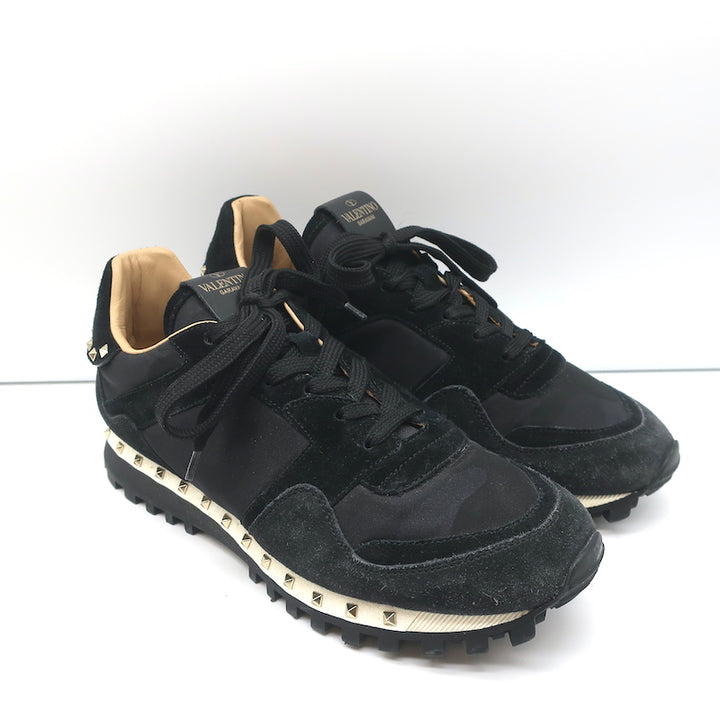 Valentino Soul Rockstud Sneakers Black Camo &amp; Suede Size 39