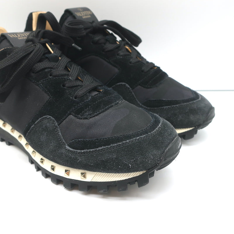 Valentino Soul Rockstud Sneakers Black Camo &amp; Suede Size 39
