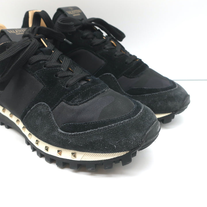 Valentino Soul Rockstud Sneakers Black Camo &amp; Suede Size 39