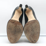 Chanel 15C CC Cap Toe Chain-Trim Pumps Black Leather Size 38 Platform Heels