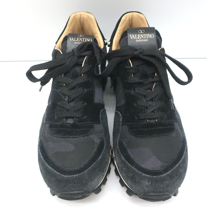 Valentino Soul Rockstud Sneakers Black Camo &amp; Suede Size 39