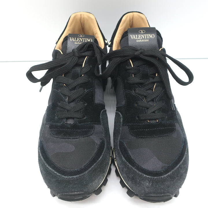 Valentino Soul Rockstud Sneakers Black Camo &amp; Suede Size 39