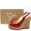 Christian Louboutin Jean Paul 120 Cork Wedge Sandals Red Patent Leather Size 38