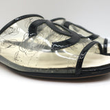 Chanel 19S Fantasy PVC Printed Mules Black Patent Leather Trim Size 38C