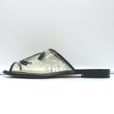 Chanel 19S Fantasy PVC Printed Mules Black Patent Leather Trim Size 38C