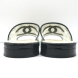 Chanel 19S Fantasy PVC Printed Mules Black Patent Leather Trim Size 38C