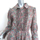 Horror Vacui Midi Dress Electra Scalloped Floral Print Cotton Size Medium