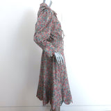 Horror Vacui Midi Dress Electra Scalloped Floral Print Cotton Size Medium