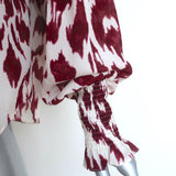 Isabel Marant Etoile Long Sleeve Blouse Yoshi Cream/Red Printed Silk Size 38 NEW