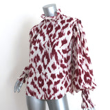 Isabel Marant Etoile Long Sleeve Blouse Yoshi Cream/Red Printed Silk Size 38 NEW