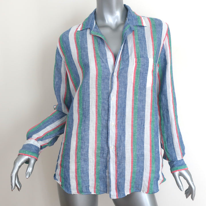 Frank &amp; Eileen Eileen Button Down Shirt Multicolor Striped Linen Size Small NEW