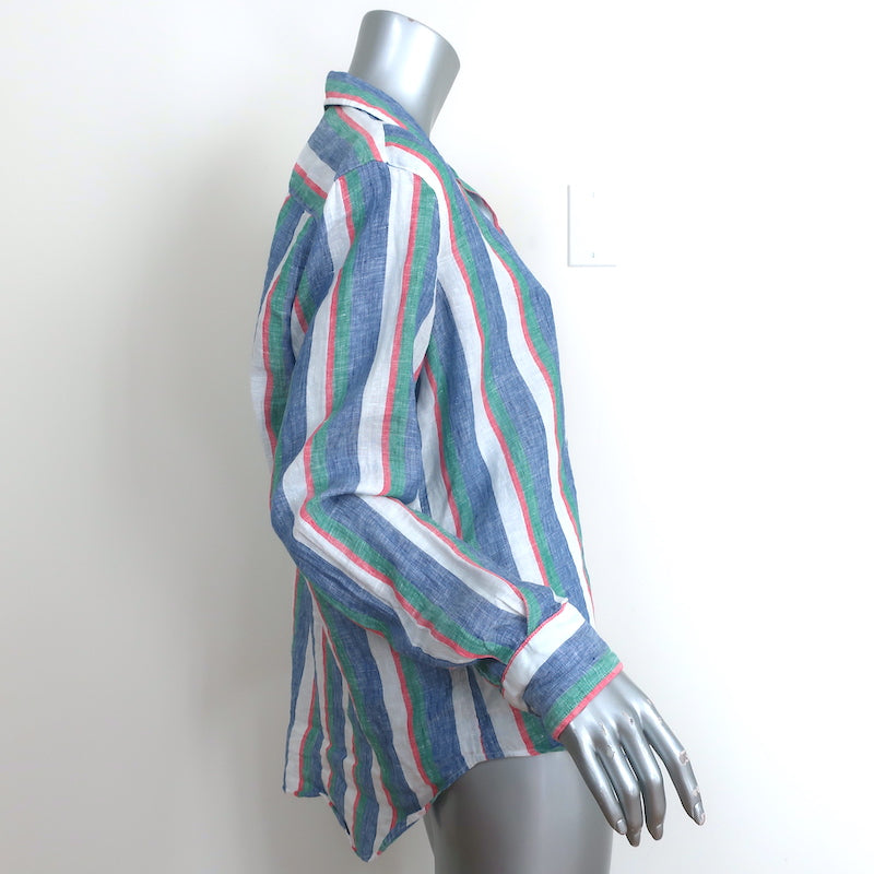 Frank &amp; Eileen Eileen Button Down Shirt Multicolor Striped Linen Size Small NEW