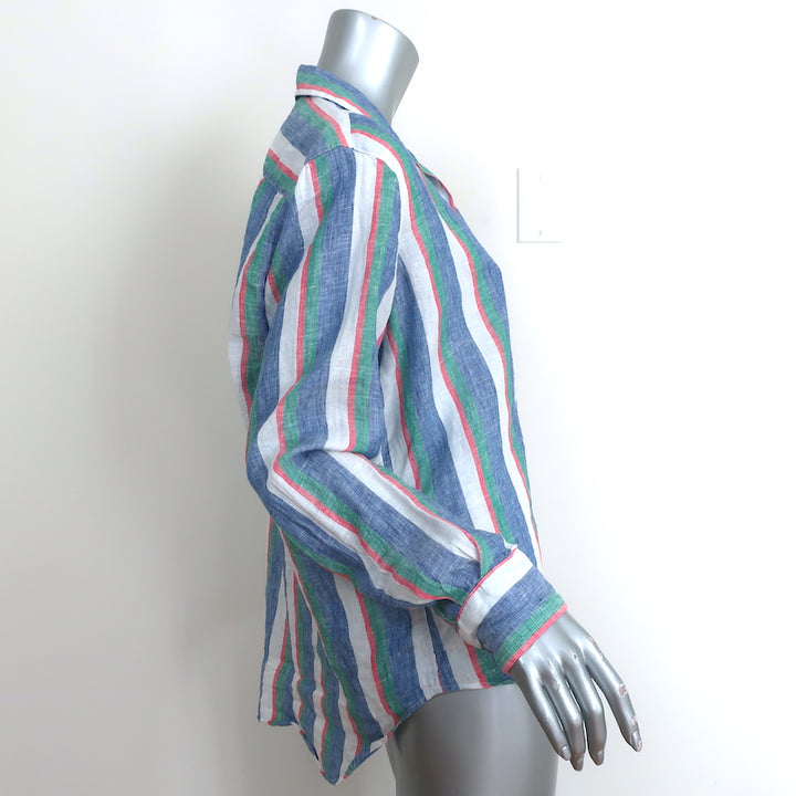 Frank &amp; Eileen Eileen Button Down Shirt Multicolor Striped Linen Size Small NEW