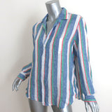 Frank & Eileen Eileen Button Down Shirt Multicolor Striped Linen Size Small NEW