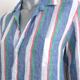 Frank & Eileen Eileen Button Down Shirt Multicolor Striped Linen Size Small NEW
