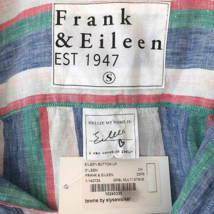 Frank &amp; Eileen Eileen Button Down Shirt Multicolor Striped Linen Size Small NEW