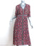 SEA Midi Dress Emi Berry Floral Print Crepe Size 4 Short Sleeve Button-Front