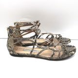 Jimmy Choo Sutri Snakeskin Flat Sandals Size 37.5