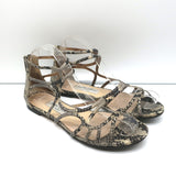 Jimmy Choo Sutri Snakeskin Flat Sandals Size 37.5