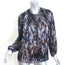 Ulla Johnson Blouse Blue/Multi Printed Silk Charmeuse Size 8 Long Sleeve Top