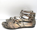 Jimmy Choo Sutri Snakeskin Flat Sandals Size 37.5