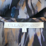 Ulla Johnson Blouse Blue/Multi Printed Silk Charmeuse Size 8 Long Sleeve Top