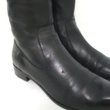 Prada Knee High Flat Boots Black Leather Size 37.5